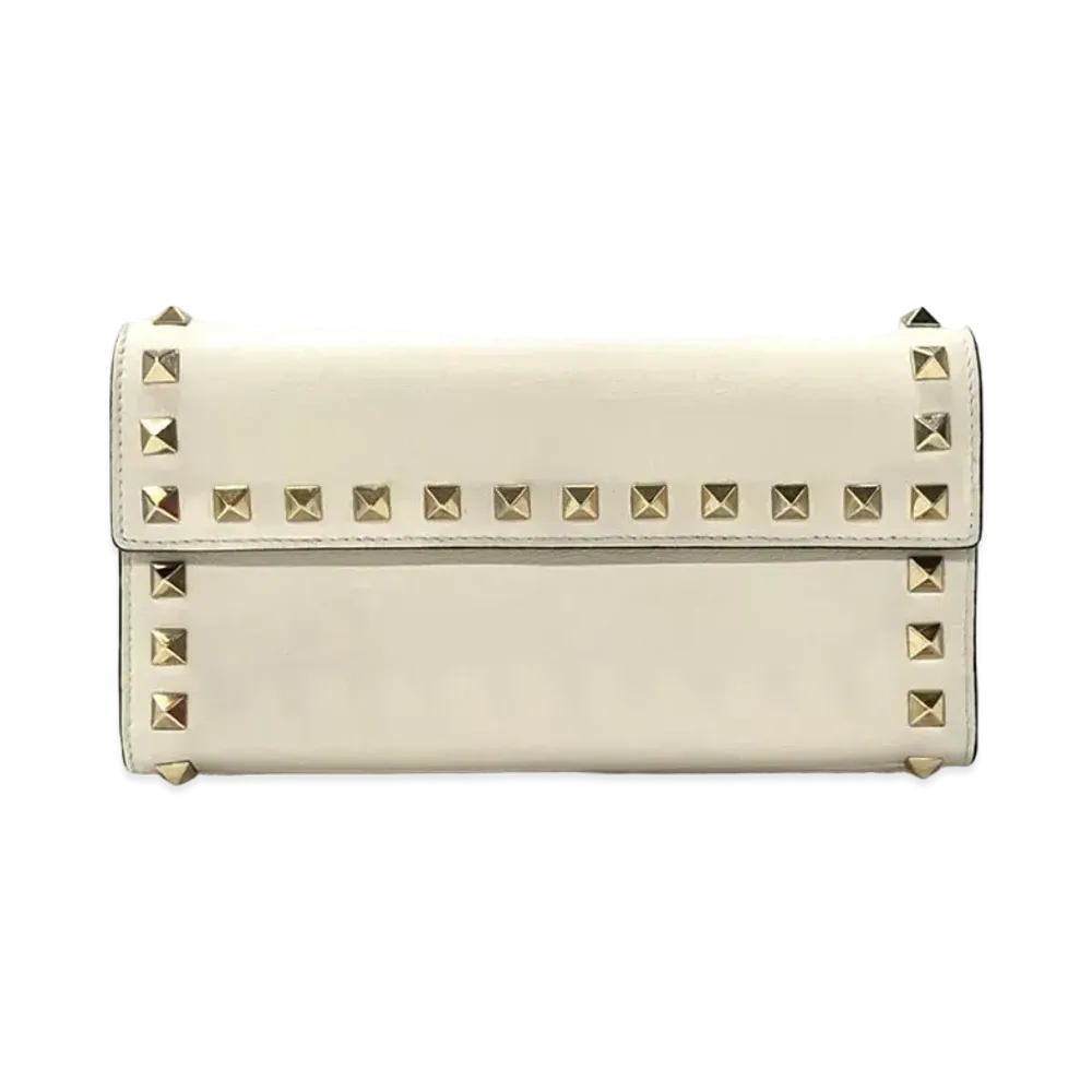 VALENTINO Rockstudds Strap Wallet "White"