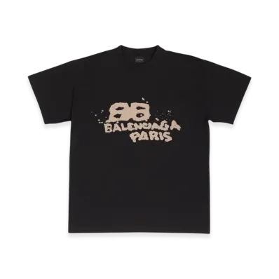 BALENCIAGA Women's Hand Drawn BB Icon Medium Fit T-Shirt "Black"