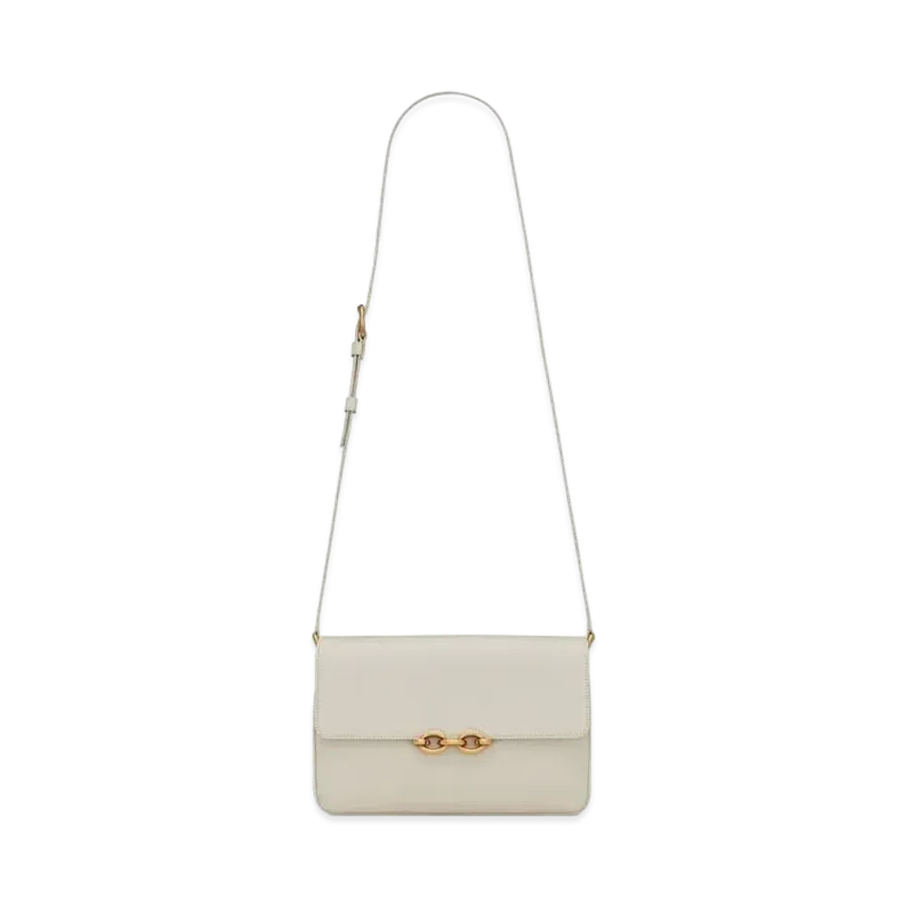 Saint Laurent Le Maillon Satchel In Smooth Leather "Vintage White"