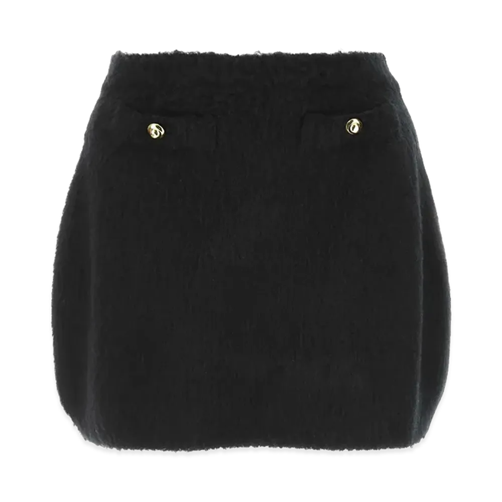 MIU MIU Women's Stretch Wool Blend Mini Skirt "Black"