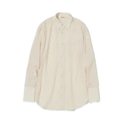AURALEE Hard Twist Finx Organdy Stripe Shirt "Light Beige Stripe"