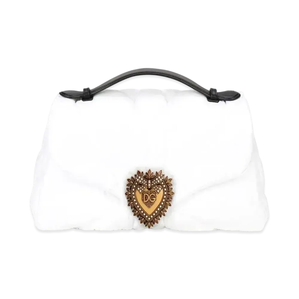 Dolce&Gabbana Devotion Shoulder Bag Large Quilting Nylon "White / Black"