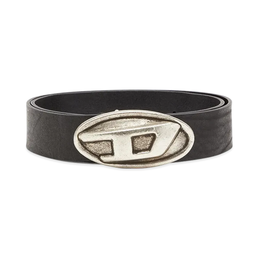 Diesel B-Double D Leather Belt "Black"