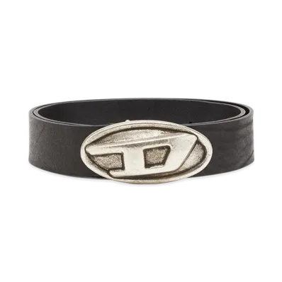 Diesel B-Double D Leather Belt "Black"