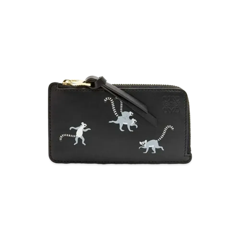 LOEWE Lemur Coin Cardholder in Satin Calfskin "Black"