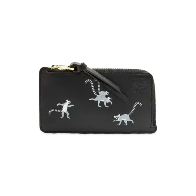 LOEWE Lemur Coin Cardholder in Satin Calfskin "Black"