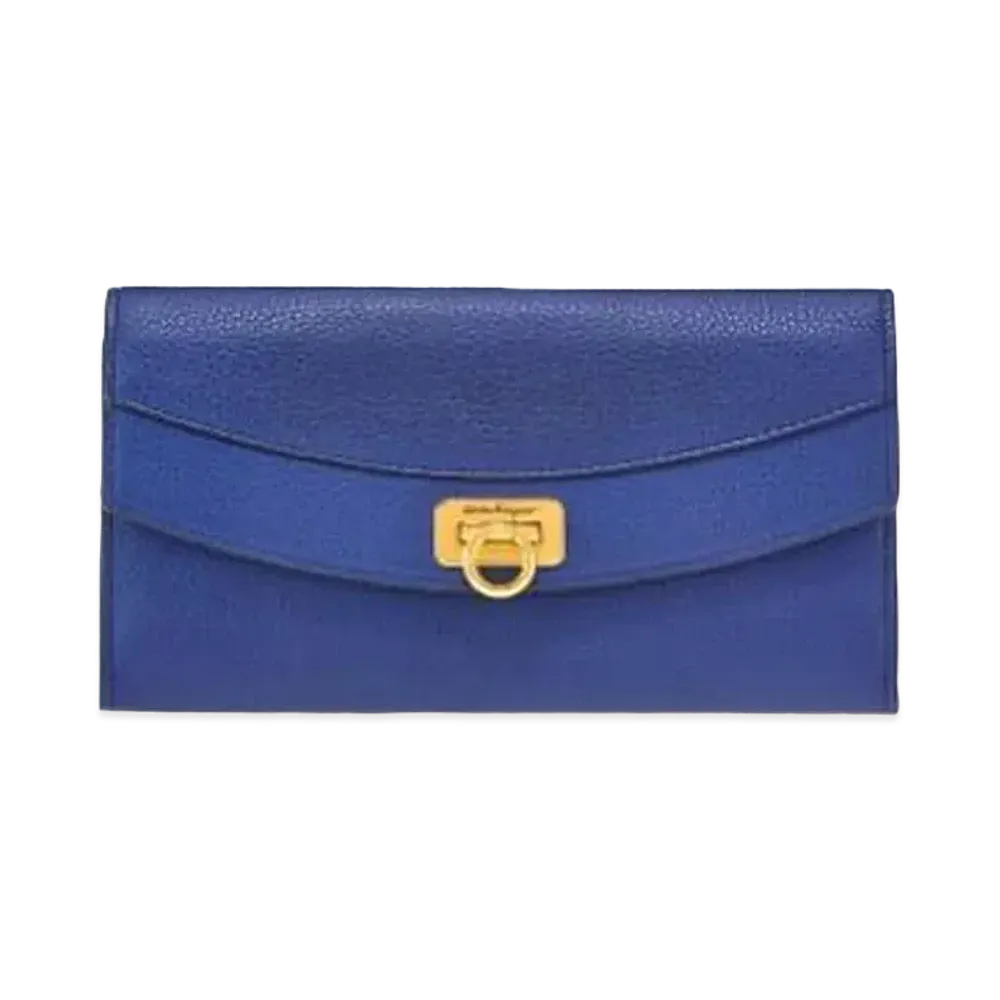Salvatore Ferragamo Gancini Continental Wallet "Pacific Ocean Blue"