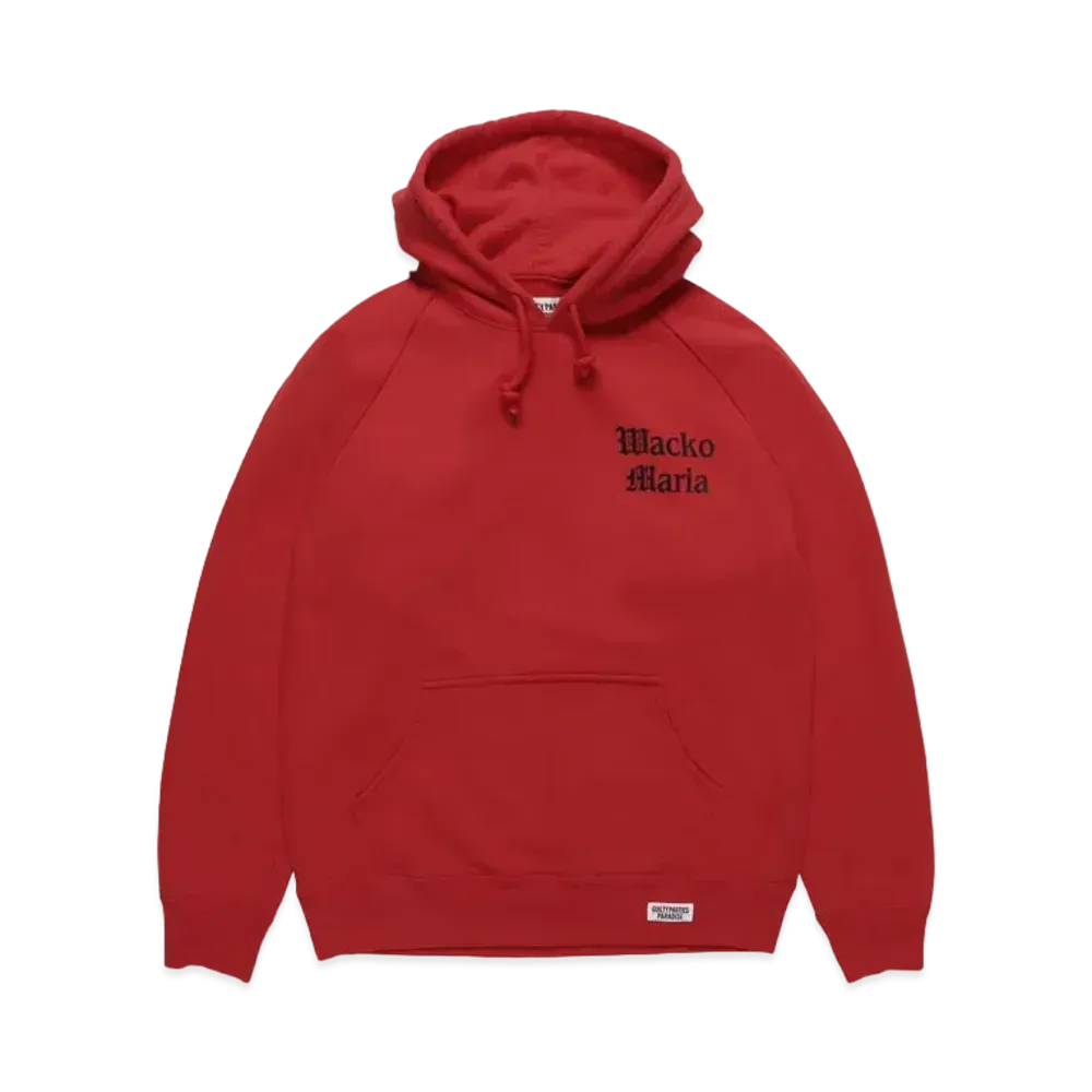 WACKO MARIA WASHED HEAVY WEIGHT PULL OVER HOODED SWEAT SHIRT "Red"
