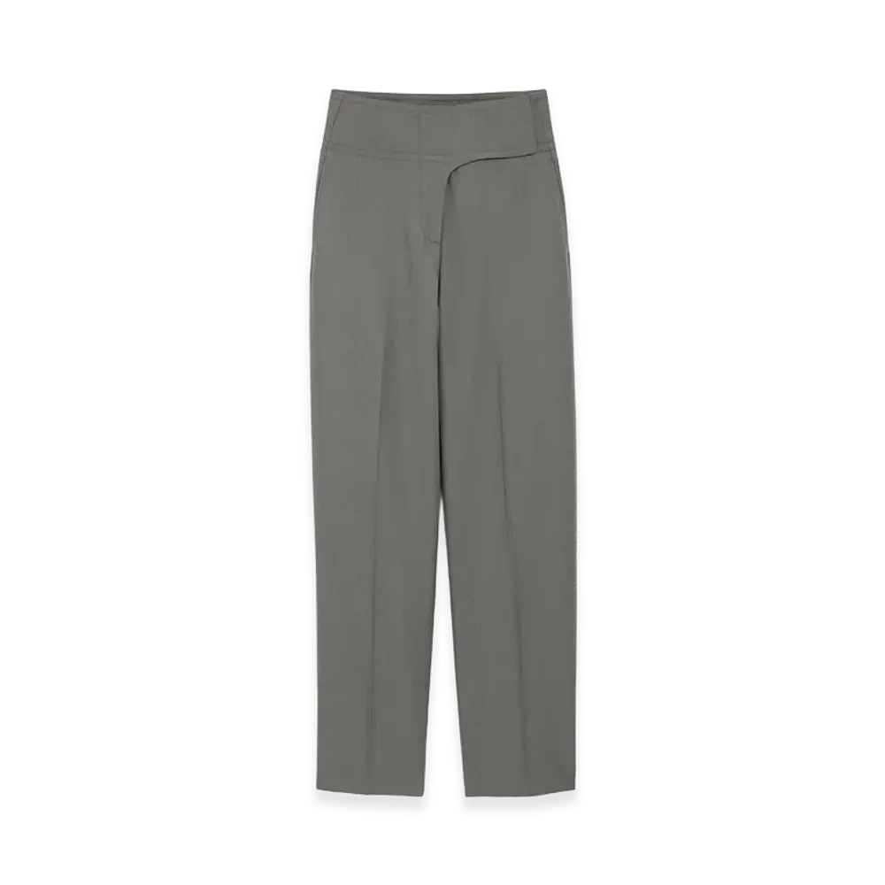 AMI PARIS New Wool Wrapped Belted Trousers "Grey"