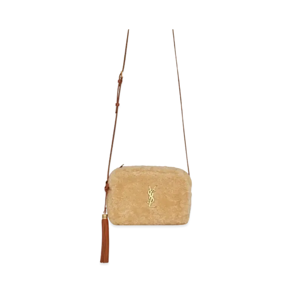 Saint Laurent Lou Camera Bag In Merino Shearling "Natural Beige/Brick"