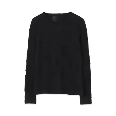 Yohji Yamamoto Y's PERFORATED DOT JACQUARD ROUND NECK T "Black"