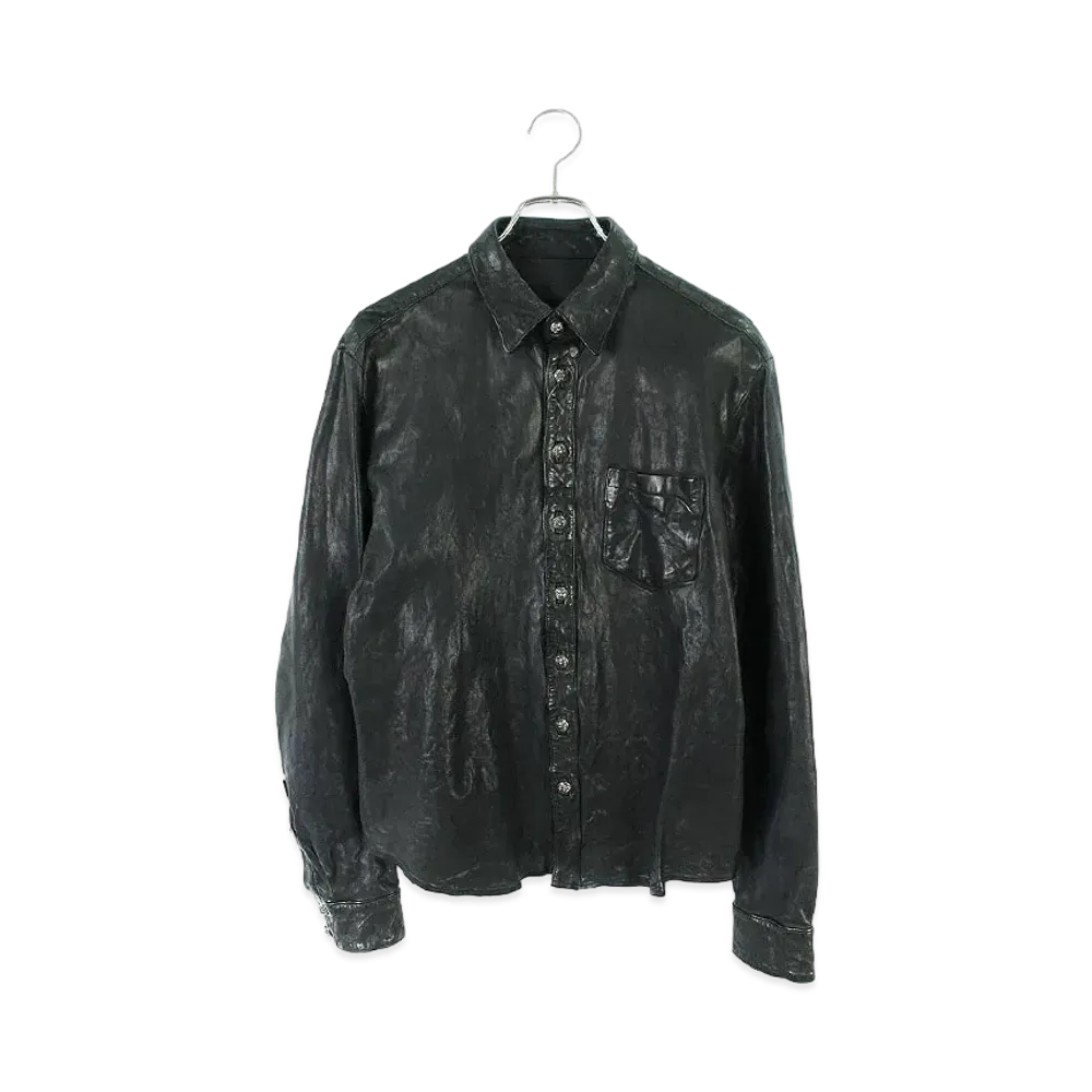 Chrome Hearts Cross Ball Button Washable Leather L/S Shirt "Black"