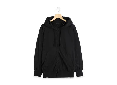 COMOLI Thin Cotton Zip Hoodie "Black"