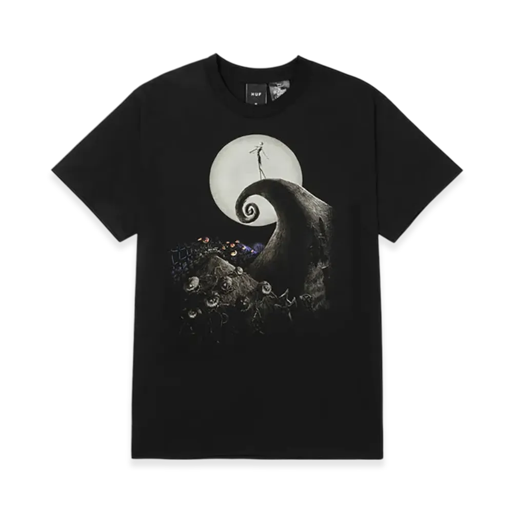 HUF x THE NIGHTMARE BEFORE CHRISTMAS Spiral Hill Tee "Black"