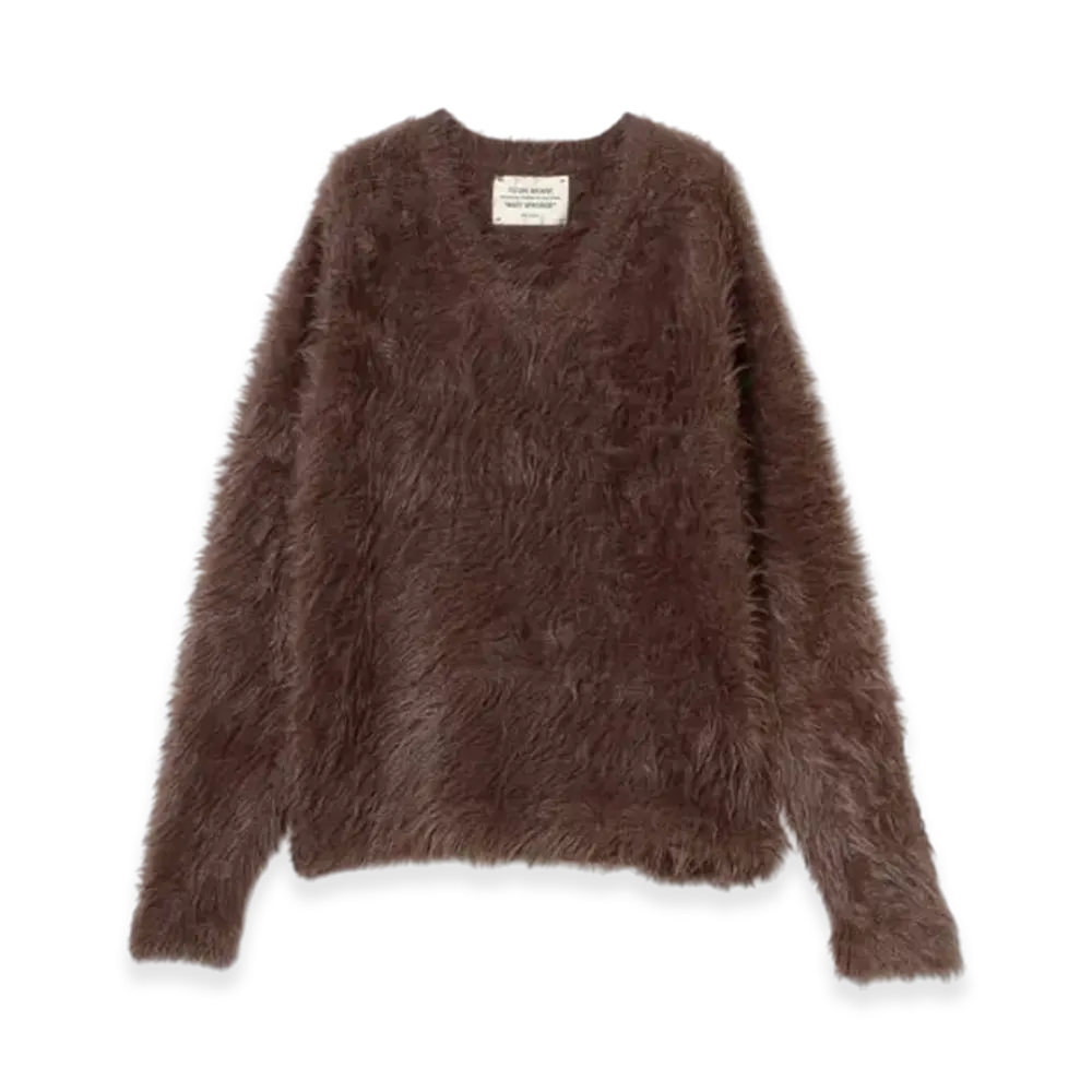 BEAMS FUTURE ARCHIVE Shaggy Vneck Knit "Brown"