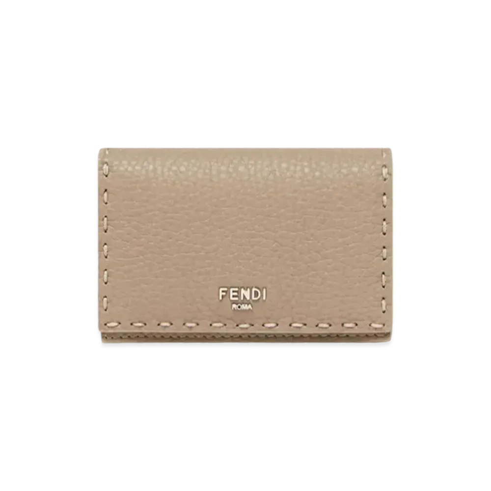 FENDI Peekaboo Selleria Card Case "Dove Gray/Beige"