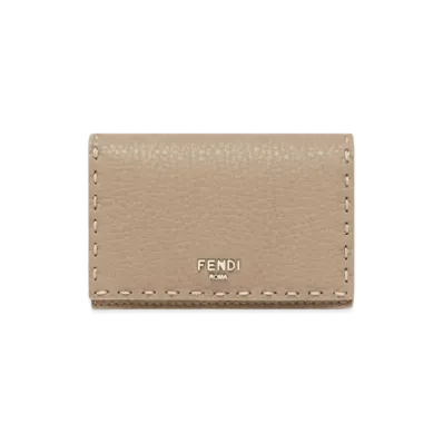 FENDI Peekaboo Selleria Card Case "Dove Gray/Beige"