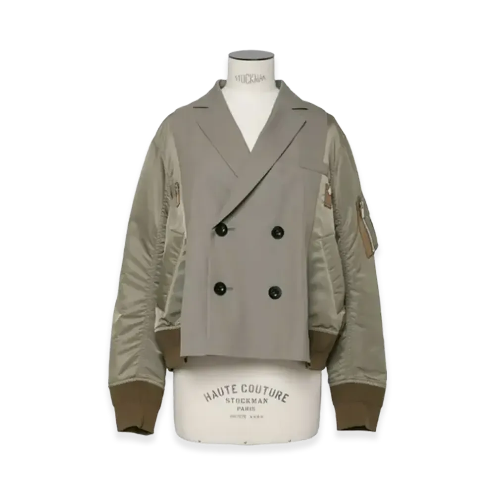 sacai Suiting x Nylon Twill Jacket "Taupe"