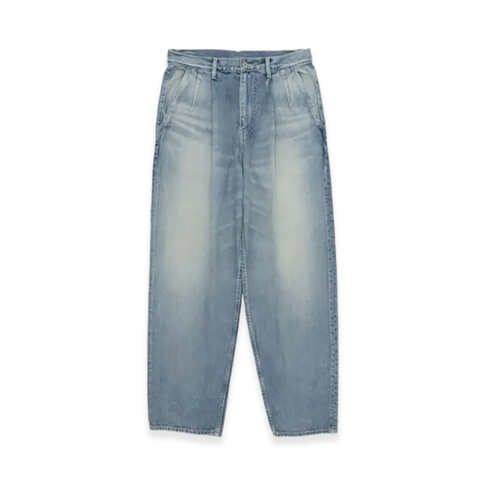 Graphpaper minus Recycled Cotton Denim Two Tuck Tapered Pants "Light Fade"