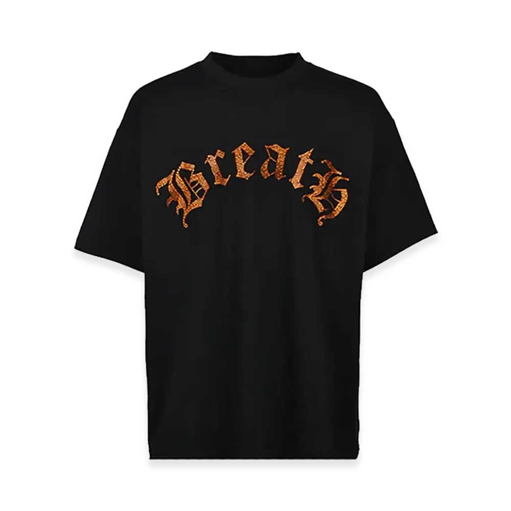 BREATH Nagoya Exclusive Old English Logo Rhinestone Tee "Black/Orange"