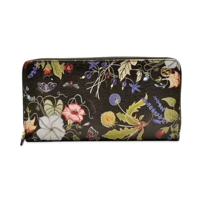 GUCCI Chris Night Flora Print Zip Around Wallet