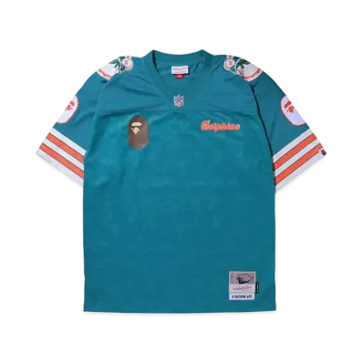 A BATHING APE X M&N NFL MIAMI DOLPHINS LEGACY JERSEY "Turquoise"