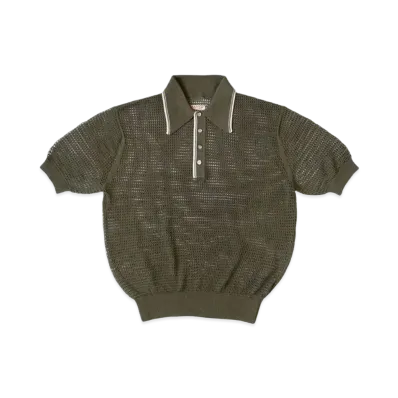 KAPITAL 12G Mesh Knit Carol Polo "Khaki"