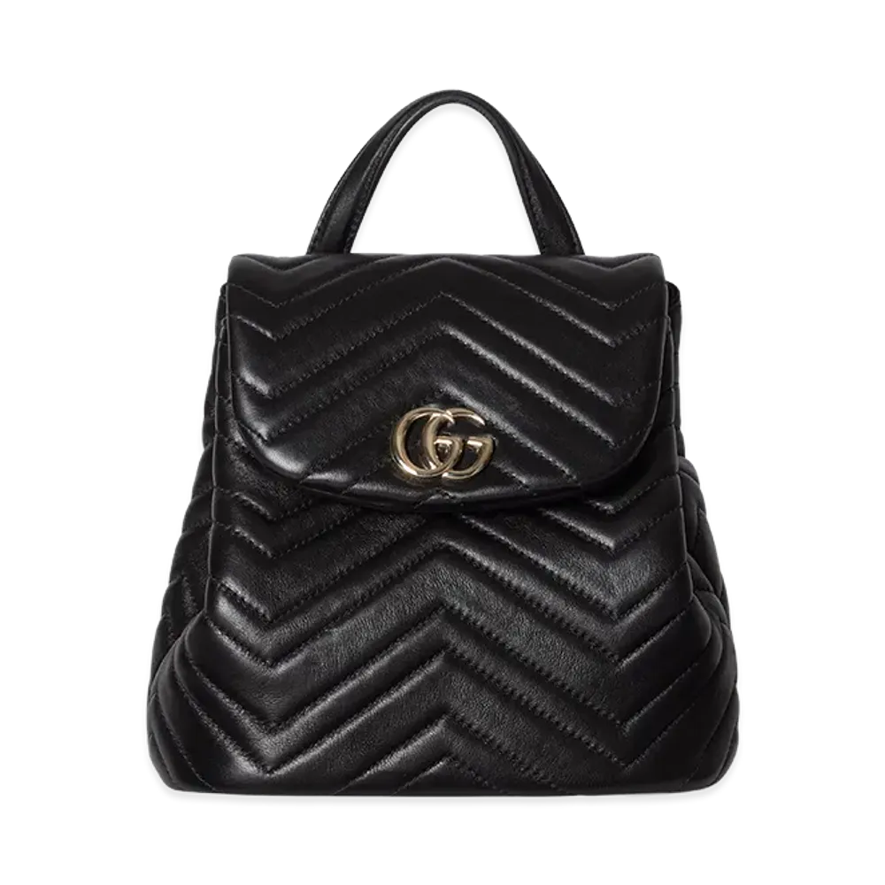 GUCCI Women's Leather Mini GG Marmont Backpack "Black"
