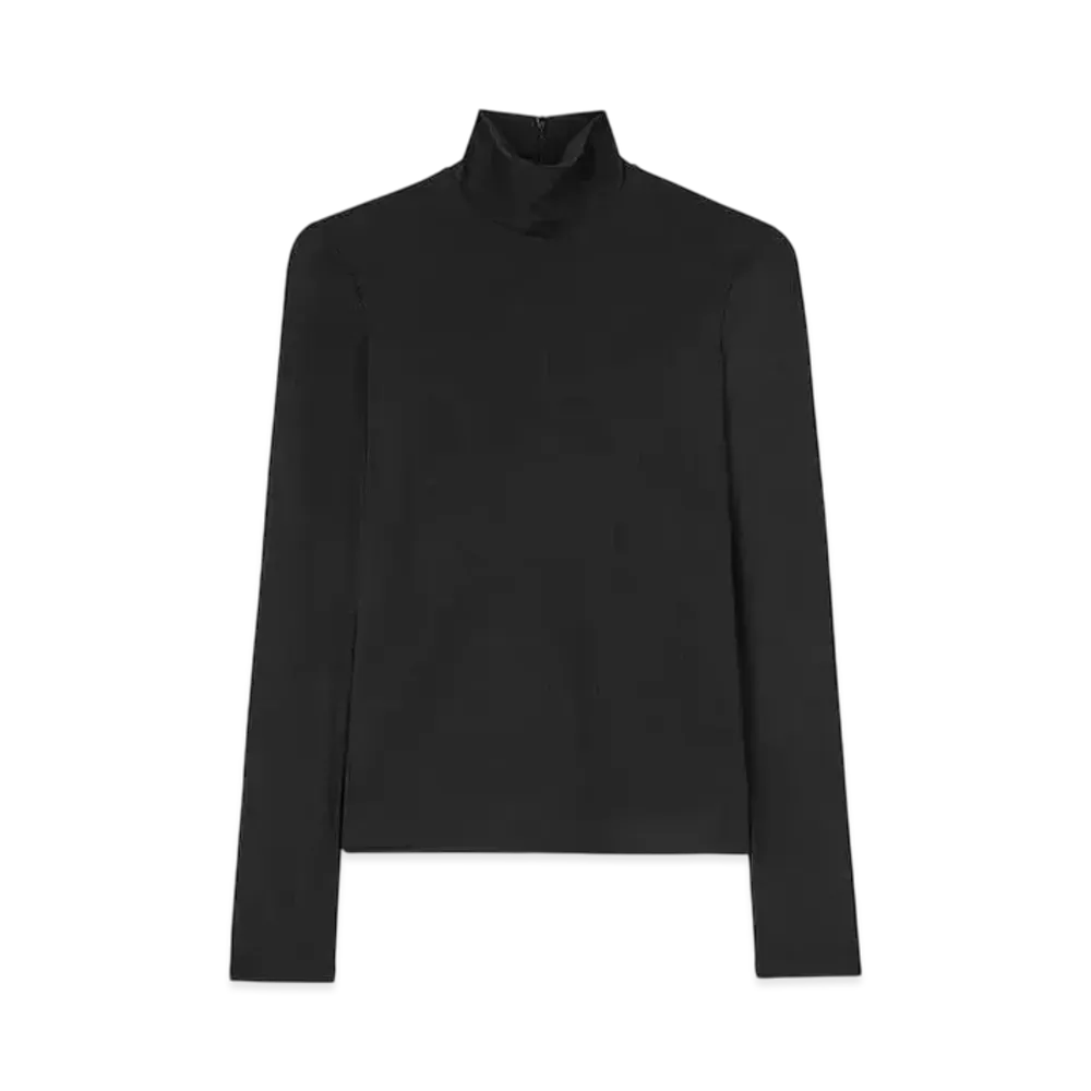 Jil Sander Women's Fluid Viscose High-Neck T-Shirt "Black"