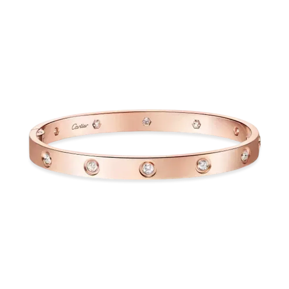 Cartier Love Bracelet Single-Screw Closure Classic Model 10 Diamonds "Pink Gold"