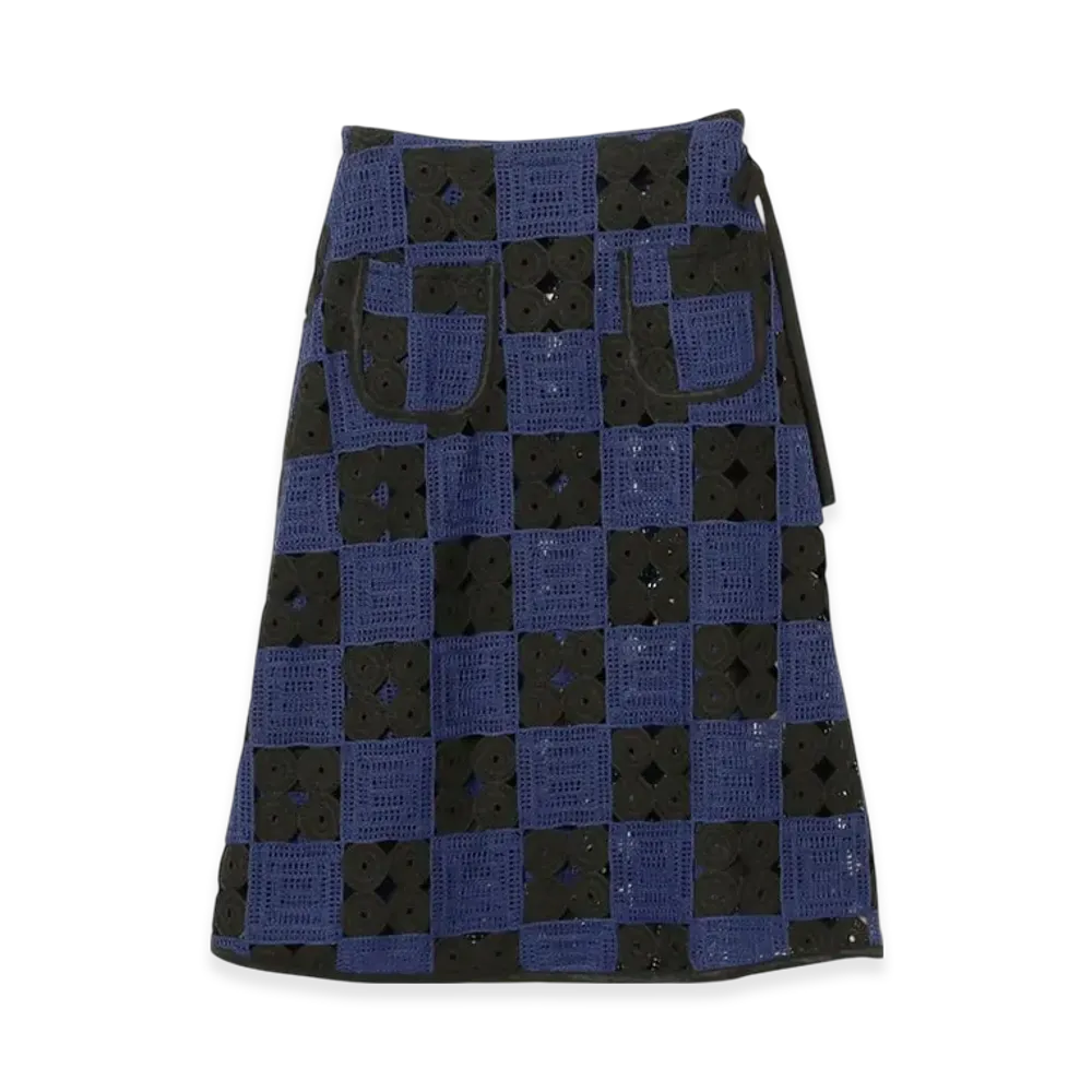 ENGINEERED GARMENTS x BEAMS Exclusive Crochet Wrap Skirt "Black/Navy"