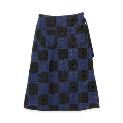 ENGINEERED GARMENTS x BEAMS Exclusive Crochet Wrap Skirt "Black/Navy"