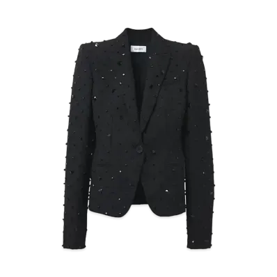 Alexander McQUEEN Cosmic Stone Embroidered Single Breasted Jacket "Black"