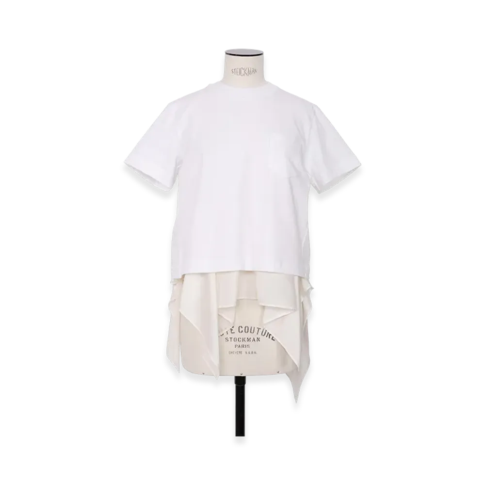 sacai Satin x Cotton Jersey T-Shirt "Off White"