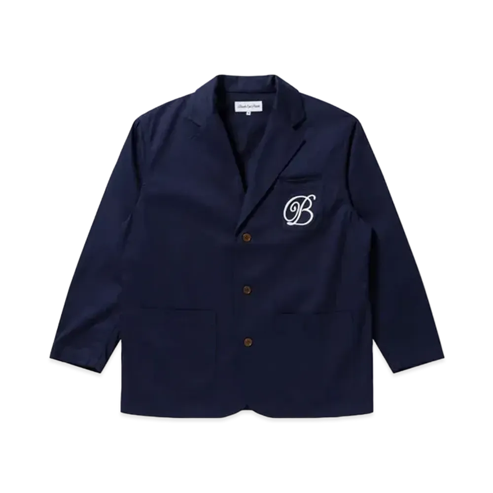 Black Eye Patch B Emblem Cotton Tailored Jacket "Navy"