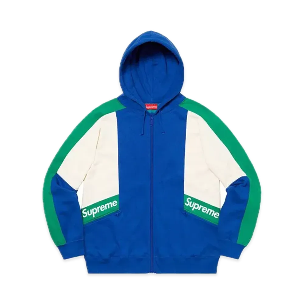 Supreme Color Blocked Zip Up Hooded Sweatshirt "Royal"