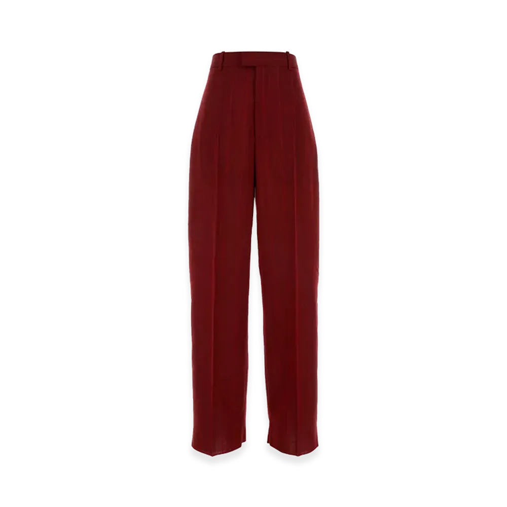 Bottega Veneta Women's Melange Red Wool Blend Wide-Leg Pant "Red"