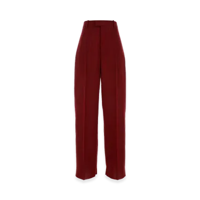 Bottega Veneta Women's Melange Red Wool Blend Wide-Leg Pant "Red"