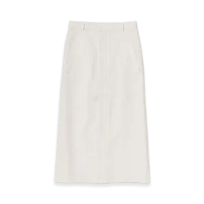 AURALEE Women's Wool Cotton Linen OX Skirt "Off White"