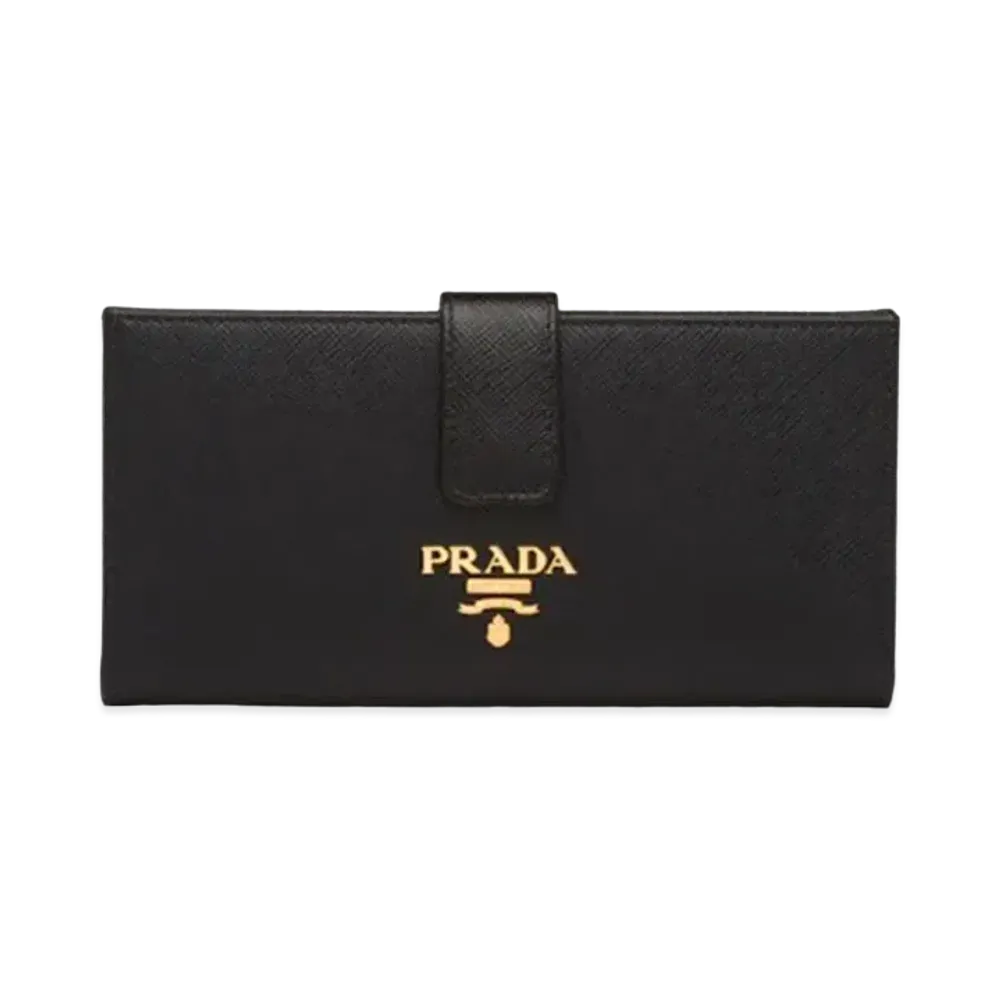 PRADA Large Saffiano Leather Wallet "Black"