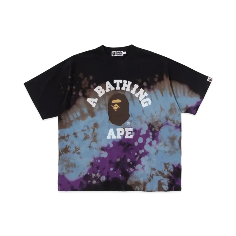A BATHING APE Tie Dye College Relaxed Fit Tee "Black"
