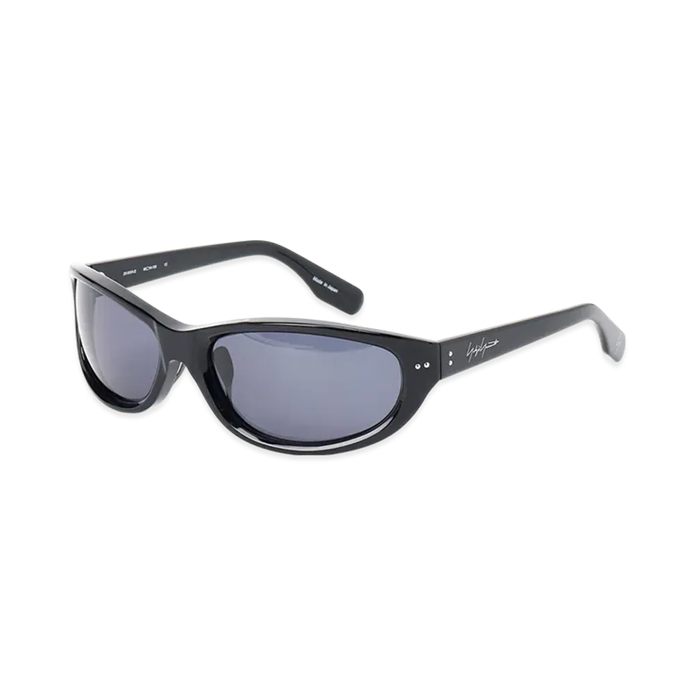 Yohji Yamamoto POUR HOMME Black Acetate Curve Sunglasses "Blue"