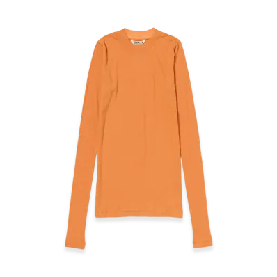 AURALEE Women's Super High Gauge Sheer Rib L/S Tee "Orange"