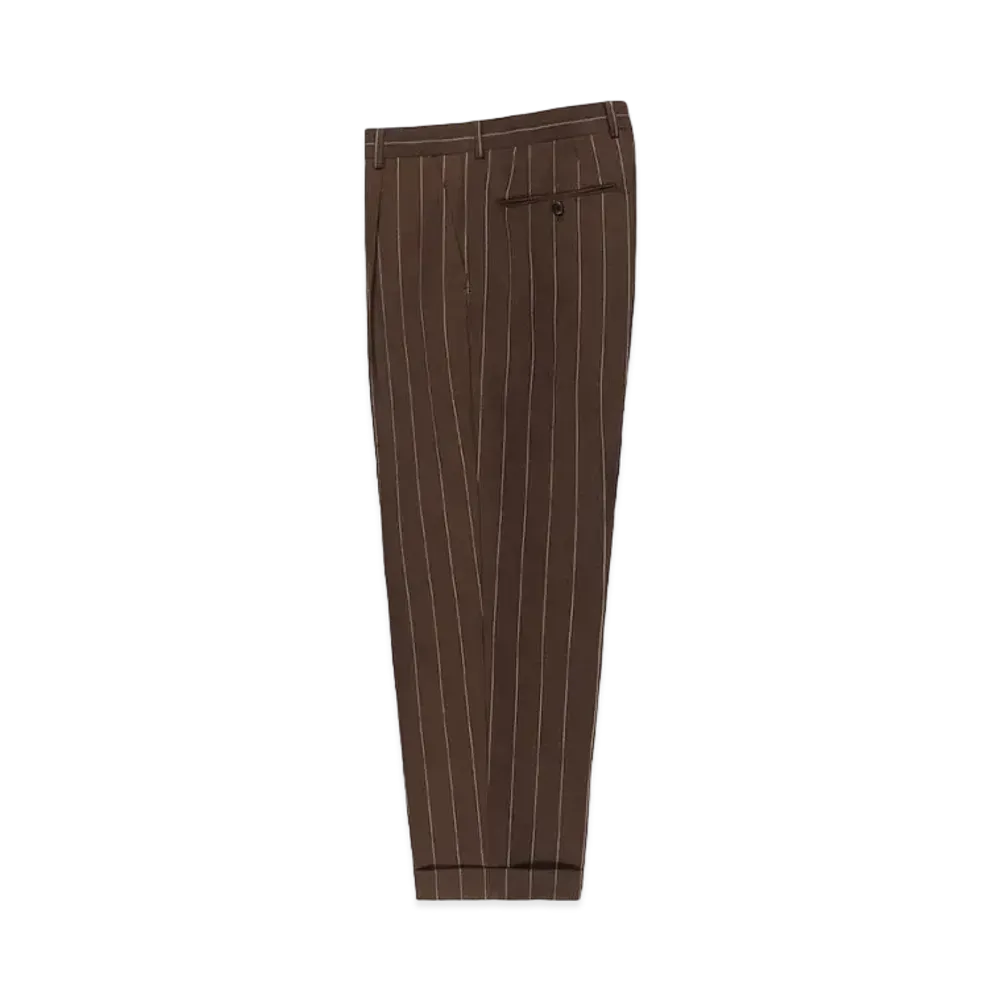 WACKO MARIA Dormeuil / Striped Pleated Trousers (Type-2) "Brown"