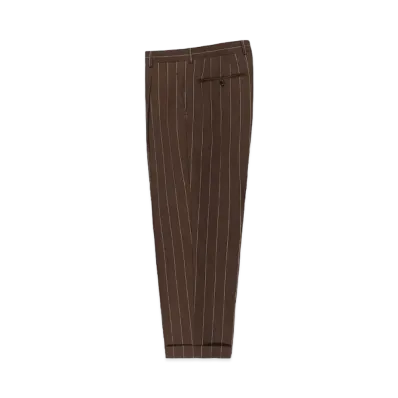 WACKO MARIA Dormeuil / Striped Pleated Trousers (Type-2) "Brown"
