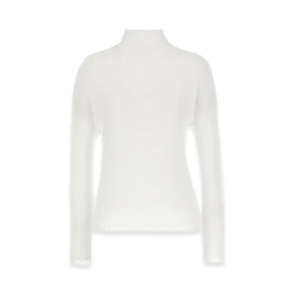 ISSEY MIYAKE Womens Wooly Pleats-56 Blouse "White"