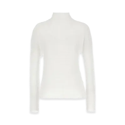 ISSEY MIYAKE Womens Wooly Pleats-56 Blouse "White"