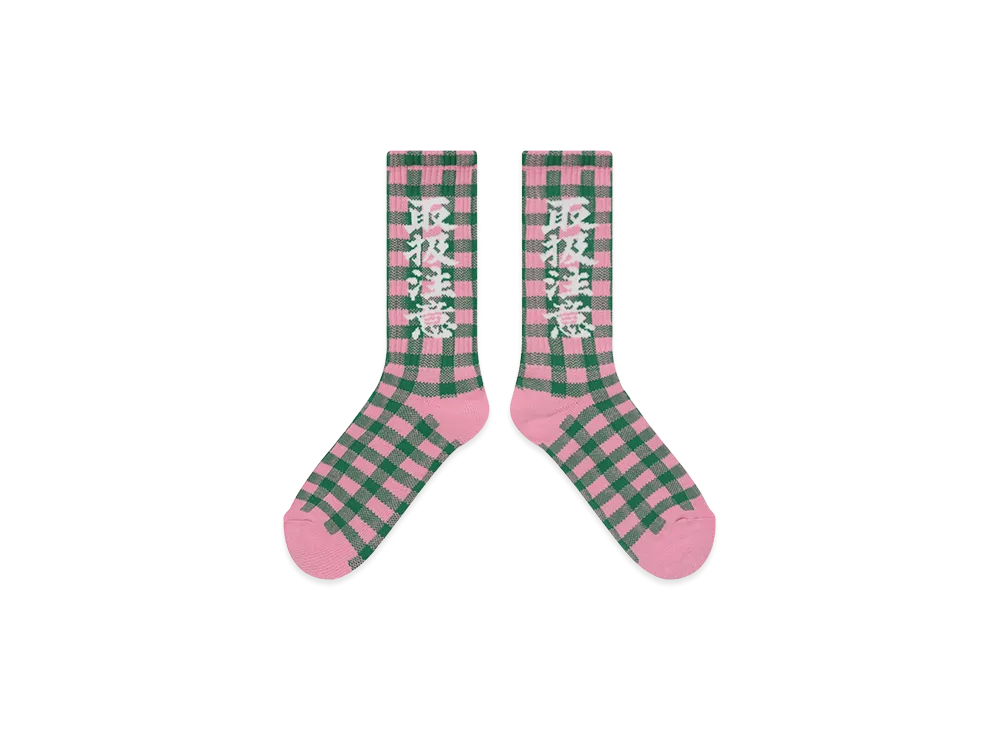 BlackEyePatch Checked HWC Socks "Pink/Green"