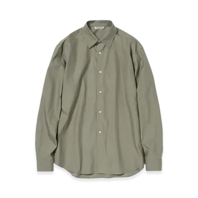 AURALEE Women's Washed Finx Twill Shirt "Olive"
