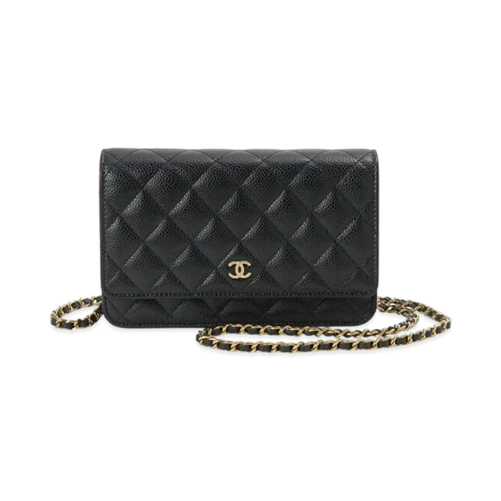 CHANEL Classic Chain Wallet Caviar Skin "Black/Gold"